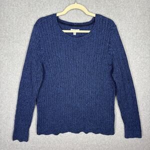 Croft Barrow Sweater Womens XXL Cable Academia Preppy Fisherman Marled Cotton‎